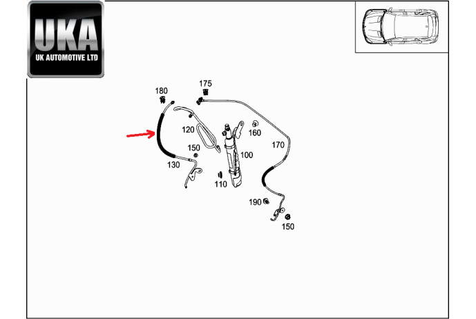 2018 MERCEDES BENZ C43 3.0 V6 AMG RIGHT EXTINGUISHER BRAIDED HOSE A1668305601   