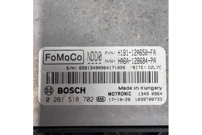 ECU H1B1-12A650-FA FORD FIESTA 1.0 MK8 PETROL TURBO ENGINE CONTROL MODULE 2018