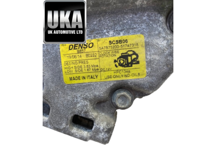 PUMP 5A7875200 FIAT 500 FORD KA AC AIR CON COMPRESSOR 2008-2017 1.25 1.2 MPI